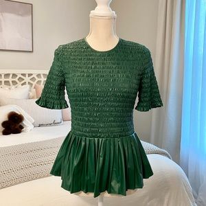 NWT | ZARA Faux Leather Ruched Top